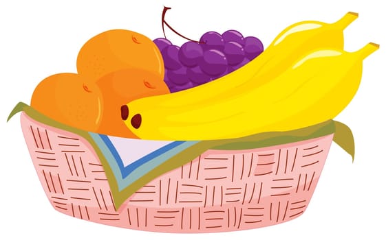 Illustration of a basket of fruit