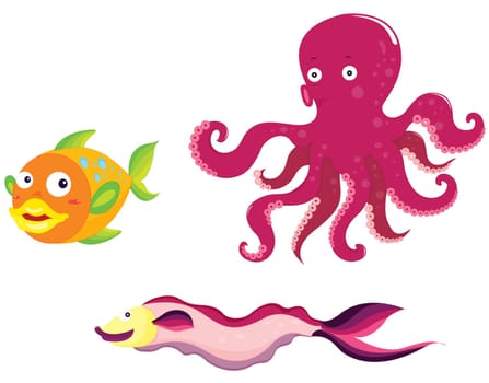 illustratiion of two fish and an octopus