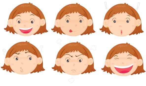 Illustration of different facial expressions