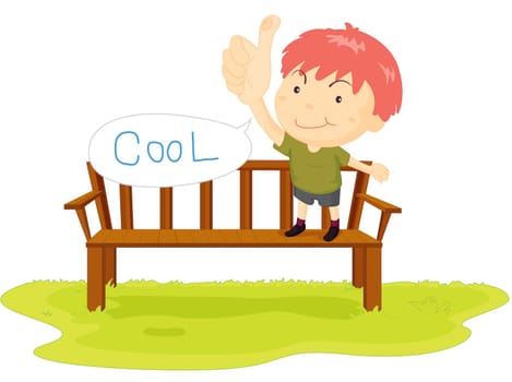an illustration of a boy with his thumb up saying cool
