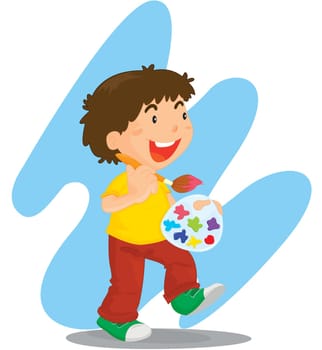 Illustration of a young painter