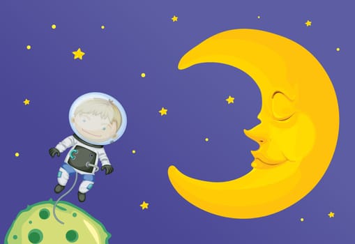 Illustration of astronaut and moon