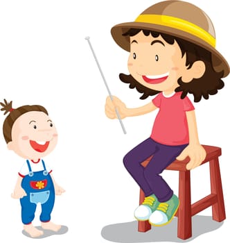 Illustration of woman play one's role