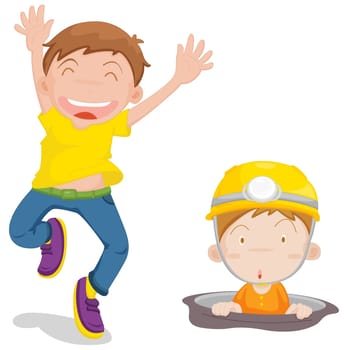 Illustration of 2 cartoon kids