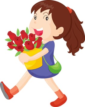 Illustration of a girl with roses