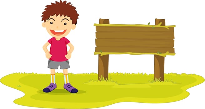 Illustration of a boy with sign