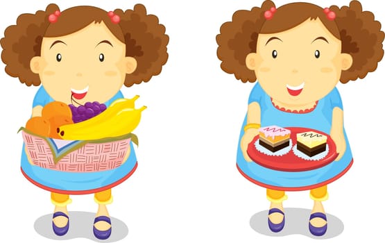 Illustration of children serving dessert
