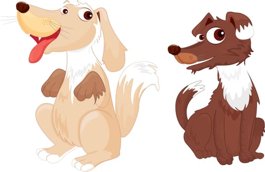 an illustration of two dogs