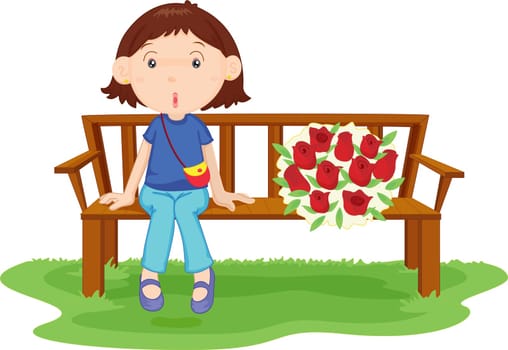 cartoon illustration of a child with roses