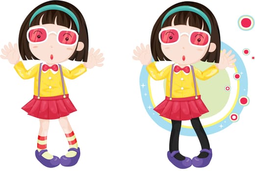 illustration of girls wearing eyeglasses
