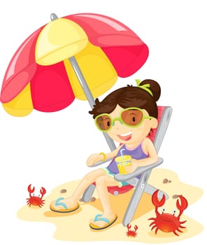 Illustration of girl  sitting on chair