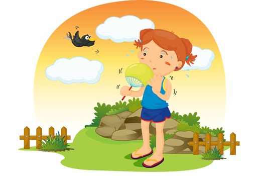 illustration of girl on colourful background