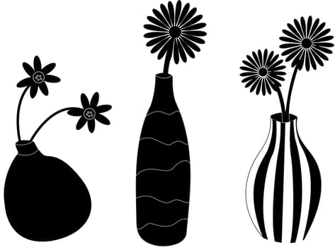 illustration of images of three flower pots