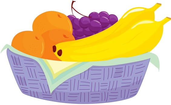 Illustration of fruit basket on white