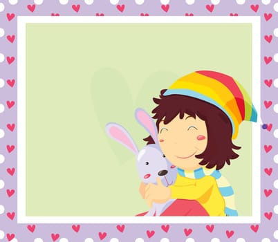 illustration of girl on stamp