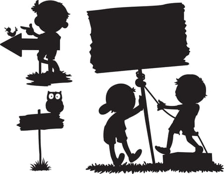 illustration of shadows of different cartoons