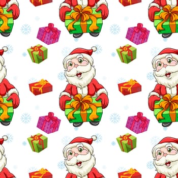 illustration of santa claus and gifts on a white background
