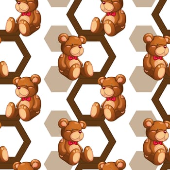 illustration of an array of teddy bear on white