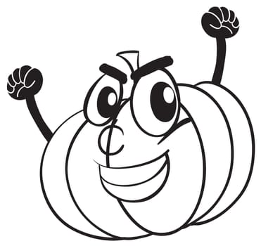 illustration of a smiling pumpkin face on white