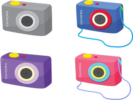 Illustration of four cameras on white