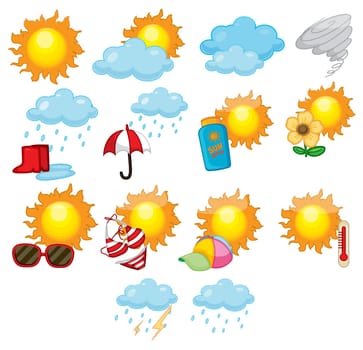 Illustration of mixed weather symbols