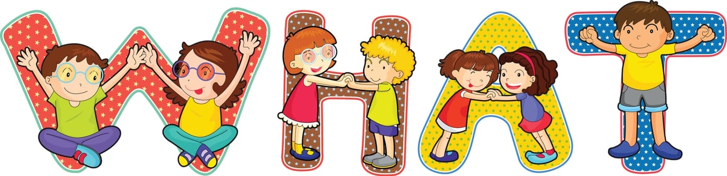 illustration of cartoon alphabets on white