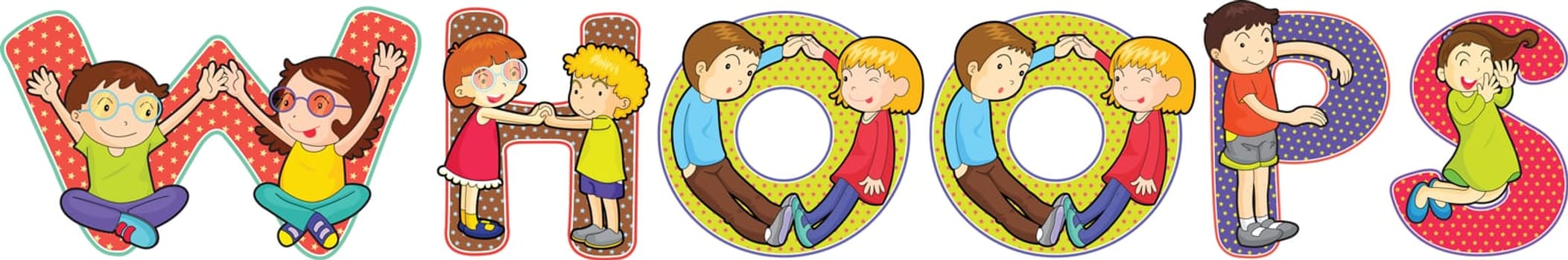illustration of cartoon alphabets on white