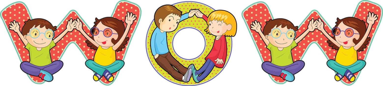 illustration of cartoon alphabets on white