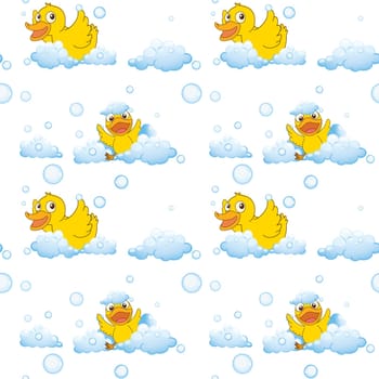 illustration of ducks and clouds on a white background