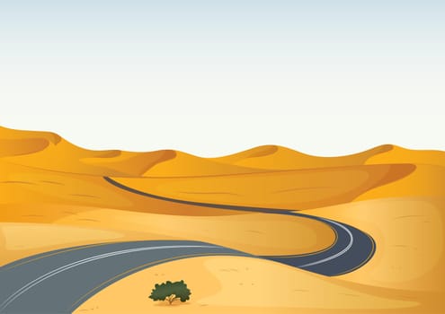 Detailed illustration of a road in a dry desert