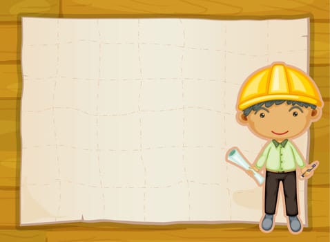 illustration of an engineer boy on a yellow background