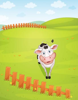 illustration of a cow in a beautiful nature