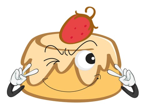 illustration of a cake with strawberry garnishing