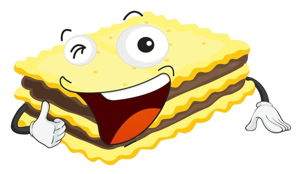 detailed illustration of cake sandwich on a white