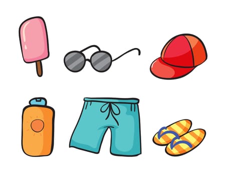 illustration of various holiday objects on a white background