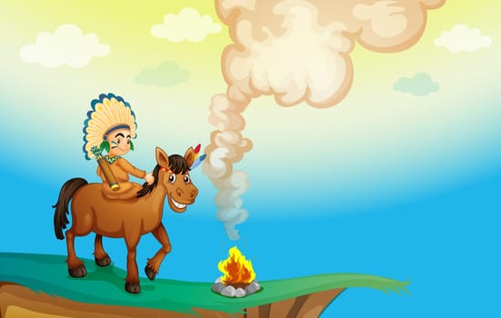 illustration of a boy riding a horse in nature