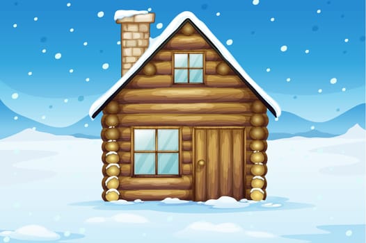 illustration of a house in a beautiful nature