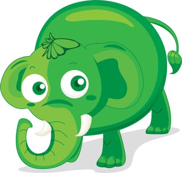 Illustration of single elephant on white