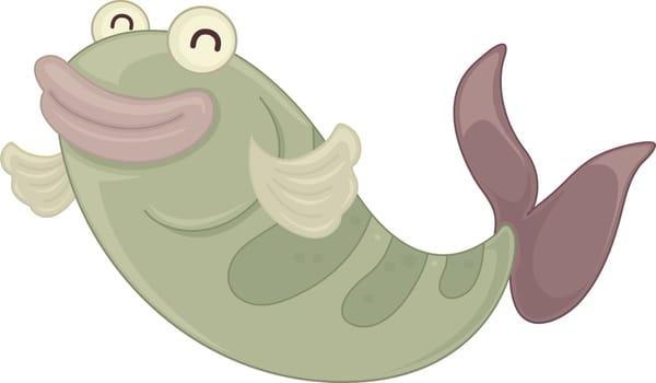 Illustration of single fish on white