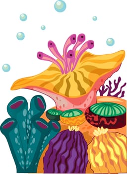 View of aquatic plants with bubbles