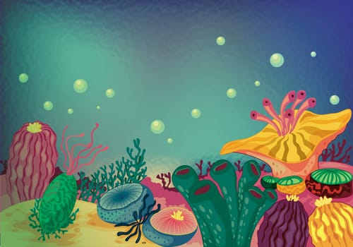 illustration of sea grass under water