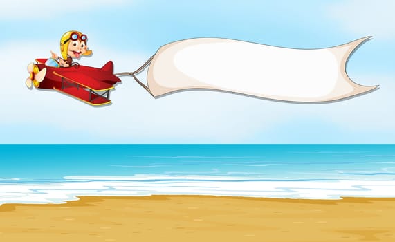 illustration of a monkey in a airplane flying high