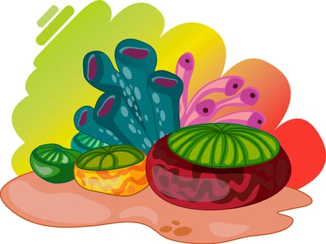 A variety of colourful oceanic plants