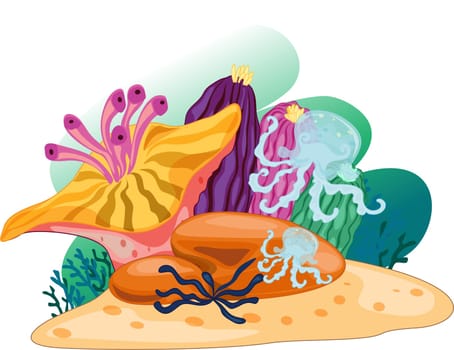 illustration of sea grass under water