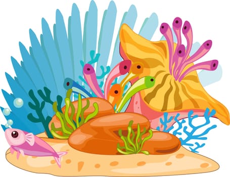 Colourful Ocean plants with fish