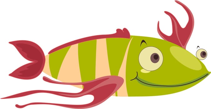 Strange green striped happy fish