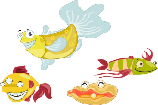 Many fish together as a team