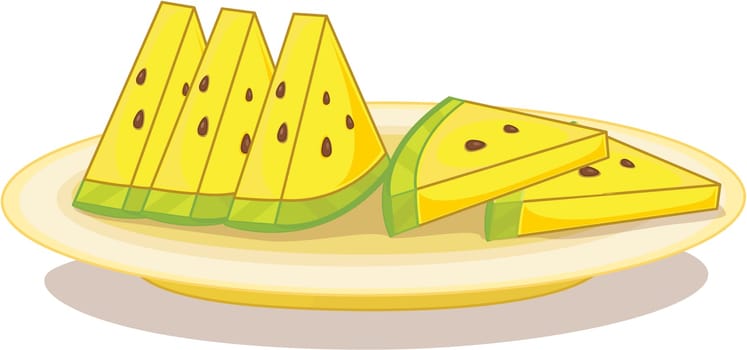 illustration of watermelon slices in a dish