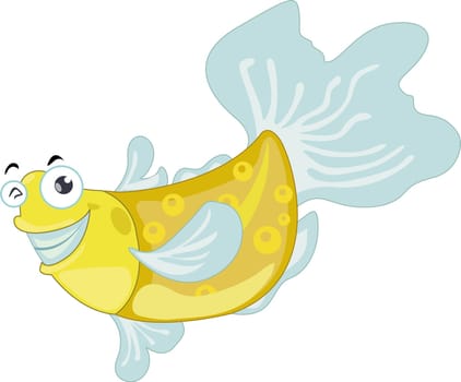 Yellow fish with gorgeous tail