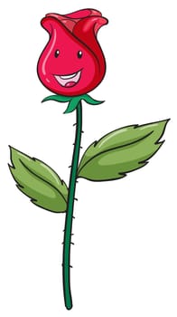 detailed illustration of a pink bud and plant on white
